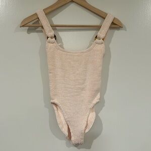 Hunza g one piece peach swimsuit